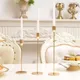 1 Set European Metal Candle Holder Exquisite Candlestick Candelabra Vintage Golden Wedding