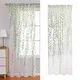 Sheer Window Curtain Panels Green Window Treatment Willow Leaves Print for Bedroom Children Living