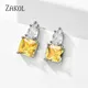 ZAKOL Yellow Square Cubic Zirconia Stud Earrings for Women Fashion CZ Earring Bridal Wedding Party