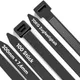 100 Pack Black Cable Zip Heavy Duty 12 Inch 7.6Mm Strong Plastic Wire Ties With 70Kg Tensile