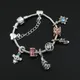 Disney Princess Cinderella Charms Bracelet Jewelry Crystal Luxury Silver Plated Bangles Diy Hand