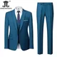 18 Color M-6XL ( Jacket + Vest + Pants ) Boutique Solid Color Men's Official Business Suit Bride's