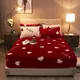 Winter warm mink cashmere printed fitted sheet 25cm universal non-slip mattress cover king size bed