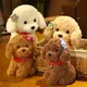 New Lovely Curly Hair Teddy Dog Plush Toys Wears Collar Head Flower Teddy Dolls Stuffed Soft Toy