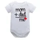 Baby Boys Girls Romper Cotton Short Sleeve Letter Print I Love Mom & Dad Jumpsuit Infant Clothing