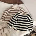 2024 Spring New Children Long Sleeve T Shirts Infant Boy Girl Vintage Casual Sweatshirt Toddler