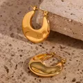 Small Round Cute Gold Plated Metal Geometric Hoop Earrings For Woman Waterproof Tarnish Free Basics