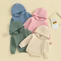 Lioraitiin Infant Baby Boy Girl Fall Clothing Hoodies Sweatshirt Romper Solid Color Long Sleeve