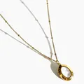 Peri'sbox Delicate 18K Gold Pvd Plated Oval Mother of Pearl Pendant Necklace Stainless Steel Natural