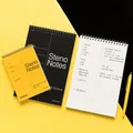 KOYUYO Gambol Steno Note Classic Yellow Black Softcover Memo Notebook with Pre-cut Office Coil