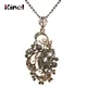 Kinel Charm Grey Crystal Flower Necklace For Women Antique Gold Resin Long Pendant Necklace Indian