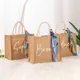 Personalized Bridesmaid Jute Tote Bags with Scarf Party Retro Beach Bag Bachelorette Gifts
