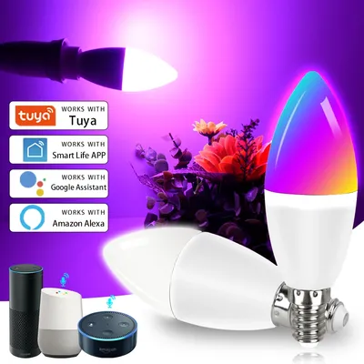E14 Wifi Smart Light Bulb Candle Lamp 220V 5W 7W 9W Dimmable Tuya Smart Life APP Voice Control Bulbs With Alexa Google Home
