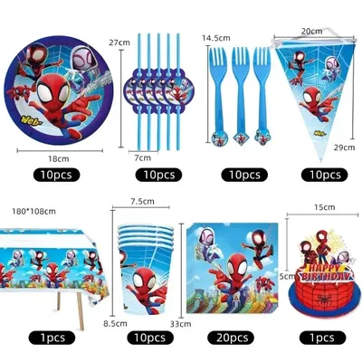 Marvel Birthday Party Tableware Paper Plate Decorations Disposable Tableware Set Supplies Spider-Man