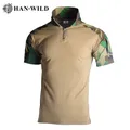 HAN WILD Camouflage Shirt Tactical T-Shirt Men Short Sleeves Army Frog Suit Combat T-shirt Summer