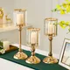 1pc Golden Pillar Candle Holder Crystal Candlesticks for Dining Coffee Table Wedding Events Parties