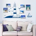 Sea sailboat lighthouse Wall Sticker for Living room study Photo background home decoration Mural