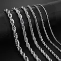 925 Sterling Silver 2/3/4MM 16-24 Inches Rope Chain Necklace For Men Women Fashion Punk Wedding