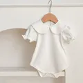 Baby Newborn Bodysuit Summer Doll Collar Baby Romper White Cotton One-piece Clothes Infant Girls