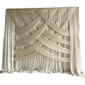 New Arrival 3m H x3m W 1 Piece Beige Cross Drapes Ice Silk Curtain Wall Panel Wedding Backdrop Drape