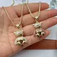 2023 Fashion Cute CZ Crystal Teddy Bear Necklaces For Women Copper Gold Plated Heart Bear Necklaces