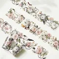 Original WT Flower Washi PET Tapes for Journals Scrapbooking Wide Floral Chronicles Masking Adhesive