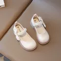Lolita Style 2024 New Spring Girls Leather Shoes Soft Pearl Princess Shoes Baby Princess Round Toe