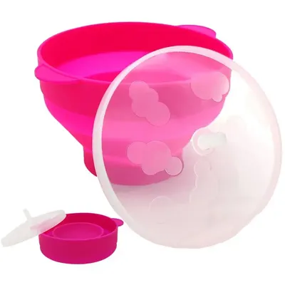 Foldable Silicone Popcorn Bowl High Quality Microwave Popcorn Bowl Bucket Hot Pink Popcorn Maker With Lid Kitchen Easy Tools