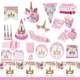 Children's Birthday Party Unicorn Party Set Theme Birthday Party Flowers Golden Unicorn Cake