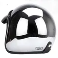 Casco Moto Open Face Vintage Kask Moto Capacete Chrome Sliver Retro Casque Mirror Pilot Jet Moto 3/4