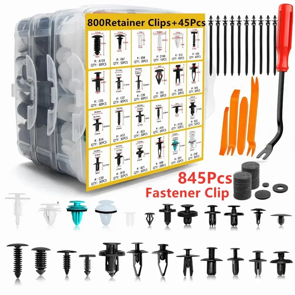 800 Pz-100 pz Auto Fermo di Plastica Pinze Set Auto Parafango Push Pin Rivetto Porta Trim Pannello di Fermo Paraurti Auto Elementi di Fissaggio Pinze Strumento