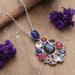 Blissful Glam,'Labradorite Quartz Amethyst and Blue Topaz Pendant Necklace'