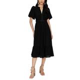 Polina Belted Cotton Midi Dress - Black - Diane von Furstenberg Dresses