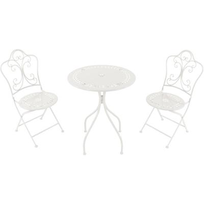AXI Marilou Bistroset 3-teilig mit Mosaik Design Weiß Bistrotisch mit 2 Stühlen Bistro Gartenmöbel