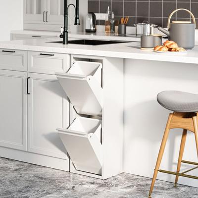 Mülltrennschrank Sollentuna Metall 2x14 l Weiß [en.casa]