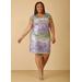 Plus Size Ombre Sequined Mesh Shirt Dress