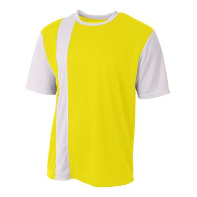 A4 N3016 Athletic Men's Legend Soccer Jersey T-Shirt in Safety Yellow/White size XL | Polyester A4N3016