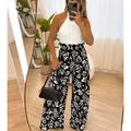 Women's Pants Trousers EU / US Size 100% Polyester Graphic Black Fashion Natural Full Length Casual All Seasons