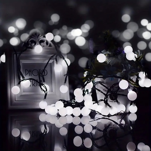 LED-Solarkugel-Lichterkette, 8 Beleuchtungsmodi, 30/50/100 LEDs, wasserdichte Außenbeleuchtung für Urlaub, Hof, Rasen, Garten, Balkon, Hochzeit, Camping, Party-Dekoration Image