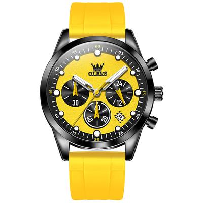 2024 New Olevs Brand Men'S Watches Chronograph Calendar 24-Hour Indication Quartz Watch Three Eyes Six Hands Waterproof Sports Men'S Wristwatch