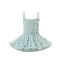 Kids Girls' Dress Solid Color Sleeveless Formal Performance Anniversary Fashion Princess Polyester Summer Spring 2-13 Years pea green Gradient color Ice cream color