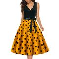 Women's Party Dress Casual Dress Swing Dress Midi Dress Black White Yellow Sleeveless Polka Dot Bow Summer Spring V Neck Party Party Summer Dress 2023 S M L XL XXL 3XL