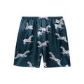Men's Sleepwear Silk Boxers Pajama Shorts Animal Simple Casual Comfort Home Faux Silk Comfort Breathable Short Pant Shorts Elastic Waist Summer Navy Blue Royal Blue