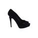 Aldo Heels: Slip-on Platform Cocktail Party Black Solid Shoes - Women's Size 6 - Peep Toe