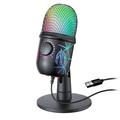 RGB Condenser Microphone - USB-C Plug-and-Play with Volume Control for Gamers and Live Streaming