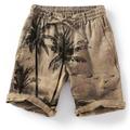 Men's Summer Shorts Beach Shorts Drawstring Elastic Waist Graphic Coconut Tree Breathable Soft Short Casual Daily Holiday Streetwear Hawaiian Light Brown Brown Micro-elastic