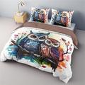 Bettbezug-Set mit Eulenmuster, 2-teiliges Set, 3-teiliges, leichtes, weiches, kurzes Plüsch-Set, Baumwoll-Bettwäsche-Set, ultraweiches Bettdecken-Set, King-Size-Bett, Queen-Size-Bettbezug