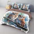 Bettbezug-Set mit Eulenmuster, 2-teiliges Set, 3-teiliges, leichtes, weiches, kurzes Plüsch-Set, Baumwoll-Bettwäsche-Set, ultraweiches Bettdecken-Set, King-Size-Bett, Queen-Size-Bettbezug