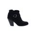 Banana Republic Factory Store Ankle Boots: Strappy Chunky Heel Casual Black Solid Shoes - Women's Size 6 - Round Toe