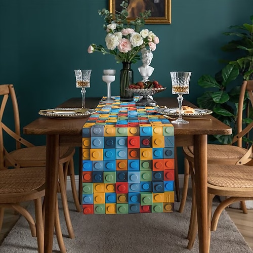 Runner da tavolo in stile country con stampa floreale colorata, decorazioni per il tavolo da pranzo della cucina, runner da tavolo con decorazioni stampate per interni ed esterni, casa, agriturismo,
